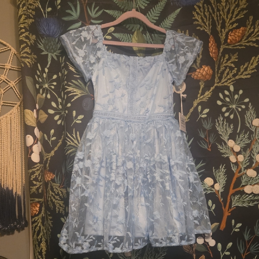 New Stunning Ethereal Blue HAUTE HIPPIE DRESS Girls Size 8